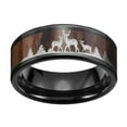 thumbnail image 1 of Wedding Ring Men - 8mm Black Hunter Deer Family Stag Hunting Tungsten Band, 1 of 7