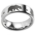 thumbnail image 1 of Wedding Ring Men Hunters 8mm Silver Tungsten Band Black Bear and Paw Prints, 1 of 3