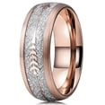 thumbnail image 1 of Wedding Ring Men Women. 8mm Rose Gold Tungsten Band Cupids Arrow Meteorite, 1 of 7