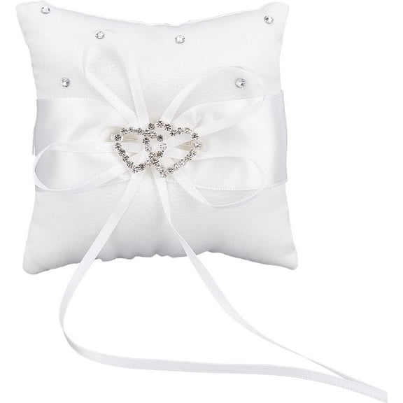 Wedding Ring Pillow 4 X 4inch Ring Bearer Pillows Double Heart Hollow with Ribbons Wedding Ring Cushion Holder Wedding Ring Box Wedding Accessories Decoration Supplies for DIY