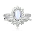 thumbnail image 1 of Wedding Ring Set 10K White Gold Moonstone and Moissanite Rings for Women, 1 of 5