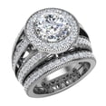 thumbnail image 1 of Wedding Ring Set 14K White Gold Halo Rings for Women 8.00 MM 3.95 Carat (Moissanite Center), 1 of 5