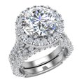 thumbnail image 1 of Wedding Ring Set 14K White Gold Halo Rings for Women 9.10 MM 7.15 Carat (G,SI) (Moissanite Center), 1 of 5