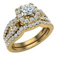 thumbnail image 1 of Wedding Ring Set Accented Diamond Loop Shank 1.00 - 1.05 CTW 14K Gold ( G , SI ), 1 of 5