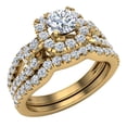 thumbnail image 1 of Wedding Ring Set Accented Diamond Loop Shank 1.00 - 1.05 CTW Carat 14K Gold (F,VS1), 1 of 5
