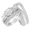 thumbnail image 1 of LaRaso & Co Wedding Ring Set His Hers Sterling Silver CZ Engagement TRIO Set Him Her 6/12, 1 of 8