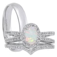 thumbnail image 1 of LaRaso & Co Silver Wedding Rings for Him Her Opal Engagement Couples TRIO Set 6/11, 1 of 5
