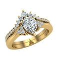 thumbnail image 1 of Wedding Ring Set Pear Cut Diamond Ring Tiara Style 14K Gold (Moissanite Center), 1 of 5