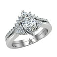 thumbnail image 1 of Wedding Ring Set Pear Cut Diamond Ring Tiara Style 14K White Gold (Moissanite Center), 1 of 5