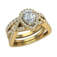 thumbnail image 1 of Wedding Ring Set for Women 14K Gold Criss-Cross Halo Ring (Moissanite Center), 1 of 5