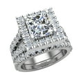 thumbnail image 1 of Wedding Ring Set for Women Asscher Cut Halo Rings Split Shank 14K White Gold (Moissanite Center), 1 of 5