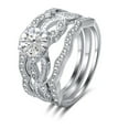 thumbnail image 1 of Wedding Ring Set for Women CZ Engagement 3pc Bridal Band Sterling Silver Ginger Lyne Collection, 1 of 6