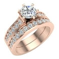 thumbnail image 1 of Wedding Ring Set for Women Gift Box Authenticity Cards 14K Rose Gold w/Band 1.50 CT (G, SI), 1 of 6