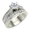 thumbnail image 1 of Wedding Ring Set for Women Gift Box Authenticity Cards 14K White Gold w/Band 1.50 CT (J, I1), 1 of 6