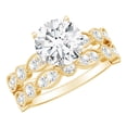 thumbnail image 1 of Rosec Jewels Certified Moissanite Engagement Wedding Ring Set for Women (D-VS1 Grade) - 2 Carat Moissanite Ring with Side Stones, 10K Yellow Gold, US 5.00, 1 of 8