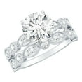 thumbnail image 1 of Rosec Jewels Certified Moissanite Engagement Wedding Ring Set for Women (D-VS1 Grade) - 2 Carat Moissanite Ring with Side Stones, 14K White Gold, US 7.50, 1 of 8