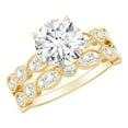 thumbnail image 1 of Rosec Jewels Certified Moissanite Engagement Wedding Ring Set for Women (D-VS1 Grade) - 2 Carat Moissanite Ring with Side Stones, 18K Yellow Gold, US 6.00, 1 of 8
