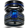 thumbnail image 1 of His and Hers Wedding Ring Sets Couples Rings Women 10K Black Gold Filled Blue Cz Wedding Engagement Ring Bridal Sets Men's Stainless Steel Wedding Band, 1 of 5