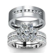 Wedding Ring Sets His And Hers Couples Women Diamond Sterling Silver Man Titanium Wedding Bands