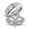 thumbnail image 1 of Wedding Ring Sets His And Hers Couples Women Moissanite Sterling Silver Man Titanium Wedding Bands, 1 of 6
