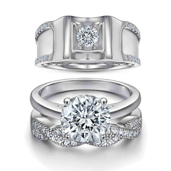 Wedding Ring Sets His And Hers Couples Women and men S925 Sterling Silve Wedding Bands