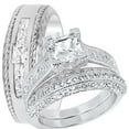 thumbnail image 1 of LaRaso & Co His Her Wedding Set Couples Silver CZ Engagement Rings Bride Groom 9/11, 1 of 7