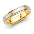 thumbnail image 1 of Wedding Ring Solid 14k Yellow White Gold Plain Band Two Tone Satin Finish Polished Mens Womens 4 mm Size 9, 1 of 1