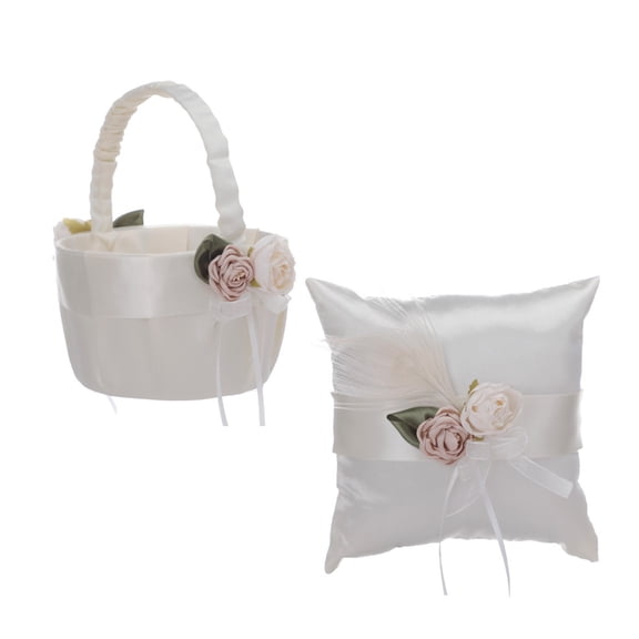 Wedding Rings Bearer Basket Pillow Cushion Bows for Big Wedding Commitment