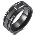 thumbnail image 1 of Wedding Rings For Men. 8mm Black Brick Pattern Tungsten Wedding Band, 1 of 5