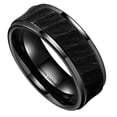 thumbnail image 1 of Wedding Rings For Men. 8mm Black Hammered Tungsten Wedding Band. Warranty, 1 of 7