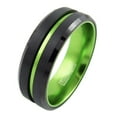 thumbnail image 1 of Wedding Rings For Men 8mm Black Tungsten Band w/ Green Groove Line, 1 of 4