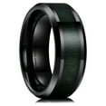 thumbnail image 1 of Wedding Rings For Men. 8mm Black Tungsten Band with Dark Green Wood Inlay, 1 of 7