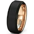 thumbnail image 1 of Wedding Rings For Men. 8mm Black Tungsten Wedding Band w/ Rose Gold Inside, 1 of 4