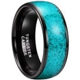 thumbnail image 1 of Wedding Rings For Men. 8mm Crushed Turquoise Black Tungsten Wedding Band, 1 of 7
