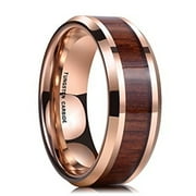 SELLER SAVINGS Wedding Rings For Men. 8mm Rose Gold & Koa Wood Tungsten Wedding Band