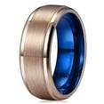 thumbnail image 1 of Wedding Rings For Men. 8mm Rose Gold Matte Tungsten Wedding Band Blue Inlay, 1 of 3