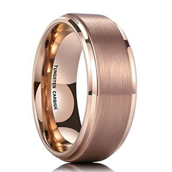 Wedding Rings For Men. 8mm Rose Gold Matte Tungsten Wedding Band. Warranty