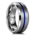 thumbnail image 1 of Wedding Rings For Men. 8mm Silver Tungsten Wedding Band Blue Line. Warranty, 1 of 3