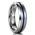 thumbnail image 1 of Wedding Rings For Men or Women. 6mm Silver Tungsten Wedding Band Blue Line, 1 of 4