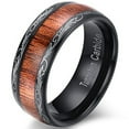 thumbnail image 1 of Wedding Rings For Men or Women. 8mm Black Tungsten Wedding Band Wood Tribal, 1 of 4