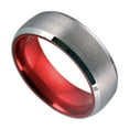 thumbnail image 1 of Wedding Rings For Men or Women. 8mm Gray Tungsten Wedding Band w Red Inside, 1 of 6
