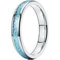 thumbnail image 1 of Wedding Rings For Women. 4mm Crushed Turquoise Silver Tungsten Wedding Band, 1 of 6