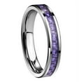 thumbnail image 1 of Wedding Rings For Women. 4mm Silver Tungsten Band with Purple Carbon Fiber, 1 of 3