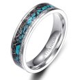 thumbnail image 1 of Wedding Rings For Women. 6mm Steel Band w Turquoise & Duo Meteorite Inlay, 1 of 6