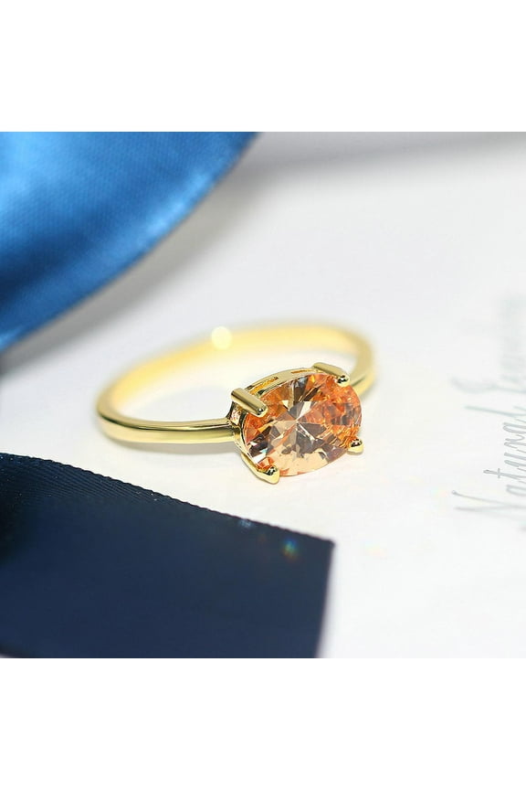 Wedding Rings For Women Simple Multicolor Oval Zircon Light Gold Color Wholesale Bride Jewelry Friendship Gift