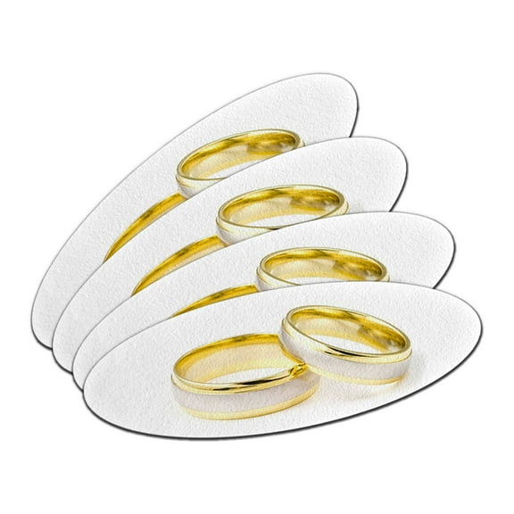 Wedding Rings - Love Romance Double-Sided Oval Nail File Emery Board Set 4 Pack