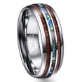 thumbnail image 1 of Wedding Rings Men & Women. 8mm Wood & Rainbow Abalone Tungsten Wedding Band, 1 of 7