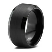 Wedding Rings - Men or Unisex Thick 10mm Black Matte Tungsten Wedding Band