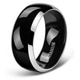 thumbnail image 1 of Wedding Rings Mens 8mm Black Domed Titanium Wedding Band w/ Silver Edges, 1 of 6