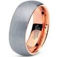 thumbnail image 1 of Wedding Rings Mens & Womens 7mm Rose Gold & Gray Silver Matte Tungsten Band, 1 of 3
